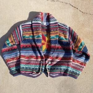 Vintage Casual Corner Size M Lambswool Concho Cardigan Sweater Aztec Western